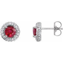 Load image into Gallery viewer, Ruby & 1/3 CTW Diamond Earrings