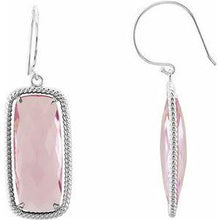 Load image into Gallery viewer, Cushion Rose Quartz Rope-Styled Dangle Earrings