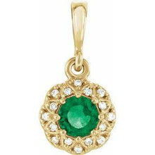 Load image into Gallery viewer, Emerald & .04 CTW Diamond Halo-Style Pendant