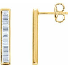 Load image into Gallery viewer, 1/2 CTW Diamond Baguette Bar Earrings