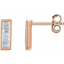 Load image into Gallery viewer, 1/2 CTW Diamond Baguette Bar Earrings