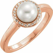 Load image into Gallery viewer, Freshwater Cultured Pearl & .08 CTW Diamond Halo-Style Ring