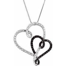 Load image into Gallery viewer, 1/2 CTW Black Diamond Double Heart 18" Necklace