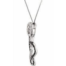 Load image into Gallery viewer, 1/2 CTW Black Diamond Double Heart 18" Necklace