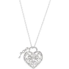 Load image into Gallery viewer, 1/10 CTW Diamond Heart Lock 18" Necklace