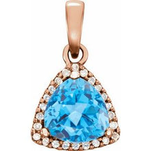Load image into Gallery viewer, Swiss Blue Topaz & 1/10 CTW Diamond Pendant