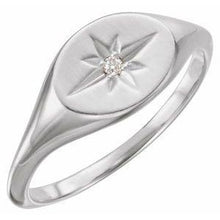 Load image into Gallery viewer, .02 CT Diamond 10x8 mm Oval Starburst Signet Ring