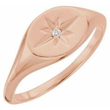 Load image into Gallery viewer, .02 CT Diamond 10x8 mm Oval Starburst Signet Ring