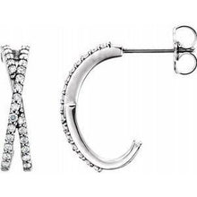 Load image into Gallery viewer, 1/4 CTW Diamond Criss-Cross J-Hoop Earrings