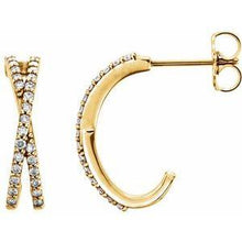 Load image into Gallery viewer, 1/4 CTW Diamond Criss-Cross J-Hoop Earrings
