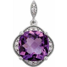 Load image into Gallery viewer, Checkerboard Amethyst & Diamond Pendant