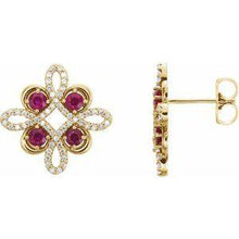 Load image into Gallery viewer, Ruby & 1/4 CTW Diamond Earrings