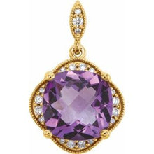 Load image into Gallery viewer, Checkerboard Amethyst & Diamond Pendant