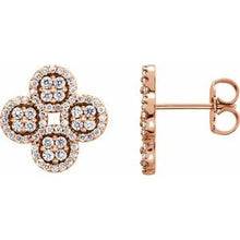 Load image into Gallery viewer, 1/2 CTW Diamond Clover Earrings