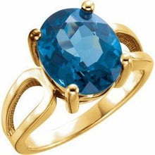 Load image into Gallery viewer, 12x10 mm Oval London Blue Topaz Ring