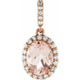 Morganite & 1/6 CTW Diamond Pendant