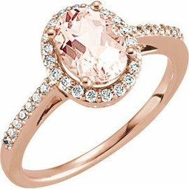 Morganite & 1/5 CTW Diamond Ring