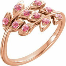 Load image into Gallery viewer, Baby Pink Topaz Leaf Design Ring