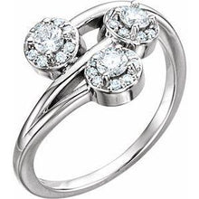 Load image into Gallery viewer, 3/8 CTW Diamond Halo-Style Three-Stone Ring