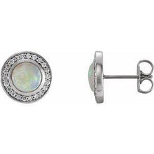 Load image into Gallery viewer, 5 mm Opal & 1/6 CTW Diamond Halo-Style Earrings