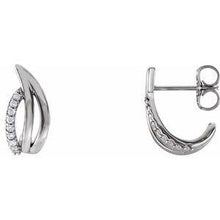 Load image into Gallery viewer, 1/10 CTW Diamond Freeform J-Hoop Earrings