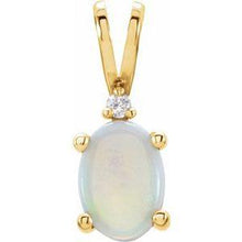 Load image into Gallery viewer, 7x5 mm Oval 4-Prong Accented Cabochon Pendant Mounting