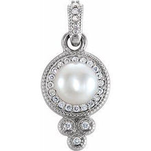 Load image into Gallery viewer, 6-6.5 mm Freshwater Cultured Pearl & 1/8 CTW Diamond Pendant