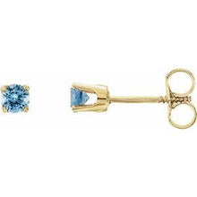 Load image into Gallery viewer, 3 mm Round Blue Sapphire Youth Birthstone Earrings