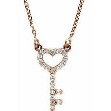 Load image into Gallery viewer, 1/8 CTW Diamond Petite Heart Key 16.5" Necklace