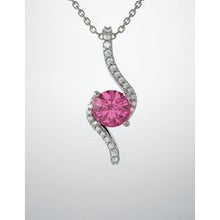 Load image into Gallery viewer, 5.5 mm Round Passion Pink Topaz & .08 CTW Diamond Pendant