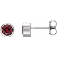 Load image into Gallery viewer, 4 mm Round Genuine Mozambique Garnet Birthstone Earrings