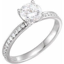 6.5 mm Round Forever One™ Moissanite & 1/5 CTW Diamond Ring