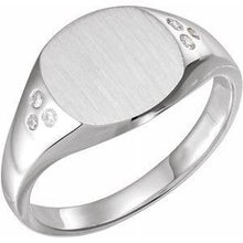 Load image into Gallery viewer, .05 CTW Diamond 10.87x10.26 mm Oval Signet Ring