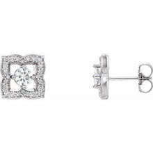 Load image into Gallery viewer, 4 mm Round Forever One™ Created Moissanite & 1/3 CTW Diamond Earrings