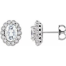 Load image into Gallery viewer, 7x5 Oval Forever One™ Moissanite & 3/8 CTW Diamond Earrings