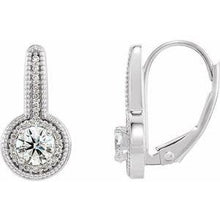 Load image into Gallery viewer, 5/8 CTW Diamond Milgrain Halo-Style Dangle Earrings