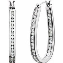 Load image into Gallery viewer, 1/4 CTW Diamond Inside-Outside 13 mm Hoop Earrings