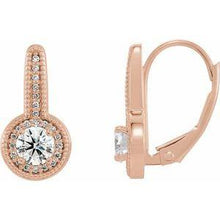 Load image into Gallery viewer, 5/8 CTW Diamond Milgrain Halo-Style Dangle Earrings