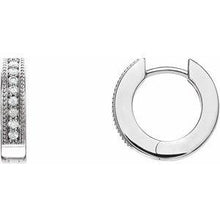 Load image into Gallery viewer, 1/8 CTW Diamond Hoop Earrings with Milgrain