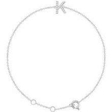 Load image into Gallery viewer, 1/10 CTW Diamond Initial A 6-7" Bracelet