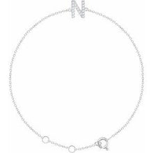 Load image into Gallery viewer, 1/10 CTW Diamond Initial A 6-7" Bracelet