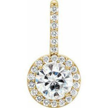 Load image into Gallery viewer, 6.5 mm Round Forever One™ Moissanite & 1/4 CTW Diamond Pendant