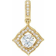 Load image into Gallery viewer, 5 mm Round Forever One™ Moissanite & 1/8 CTW Diamond Pendant