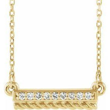 Load image into Gallery viewer, .08 CTW Diamond Rope Bar 16-18" Necklace