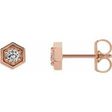 Load image into Gallery viewer, 1/8 CTW Diamond Hexagon Stud Earrings