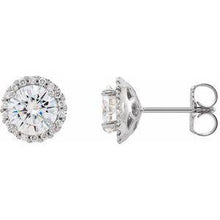 Load image into Gallery viewer, 4 mm Round Forever One™ Moissanite and 1/8 CTW Diamond Earrings