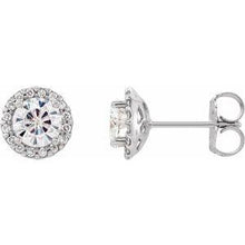 Load image into Gallery viewer, 4 mm Round Forever One™ Moissanite and 1/8 CTW Diamond Earrings
