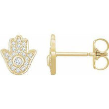 Load image into Gallery viewer, 1/5 CTW Diamond Hamsa Earrings