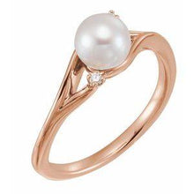 Load image into Gallery viewer, Freshwater Pearl & .03 CTW Diamond Bypass Ring