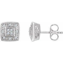 Load image into Gallery viewer, 1/10 CTW Diamond Cluster Earrings